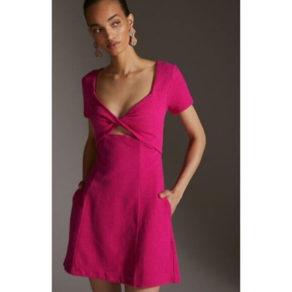 MAEVE By Anthropologie Hot Pink Mini Cut Out Dress Womens Size Small - Picture 1 of 12